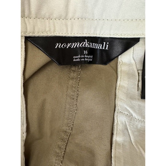 NWT Norma Kamali Womens Casual Chino Pant Size 16 Wide Leg Button Fly In Sand - Picture 11 of 12